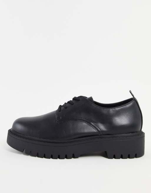 Pull&Bear – Schwarze Schuhe mit dicker Sohle