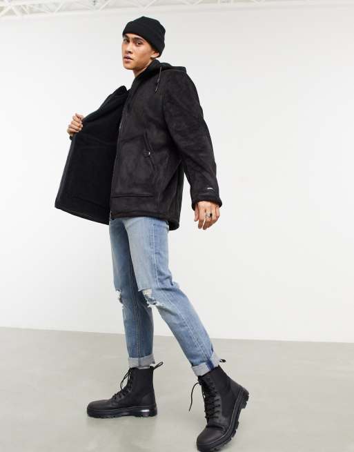 Pull&Bear – Schwarze, wattierte Schlupfjacke, 4 von 4