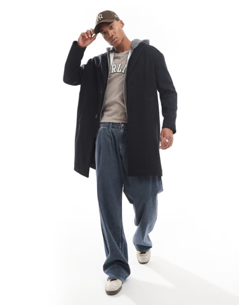 Pull&Bear – Schwarzer Mantel - view 1
