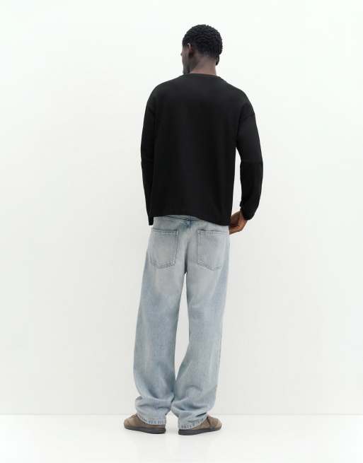 Pull&Bear schweres T-Shirt in Relaxed Fit in Schwarz, 2 von 7