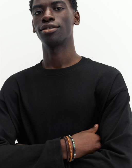 Pull&Bear schweres T-Shirt in Relaxed Fit in Schwarz, 3 von 7