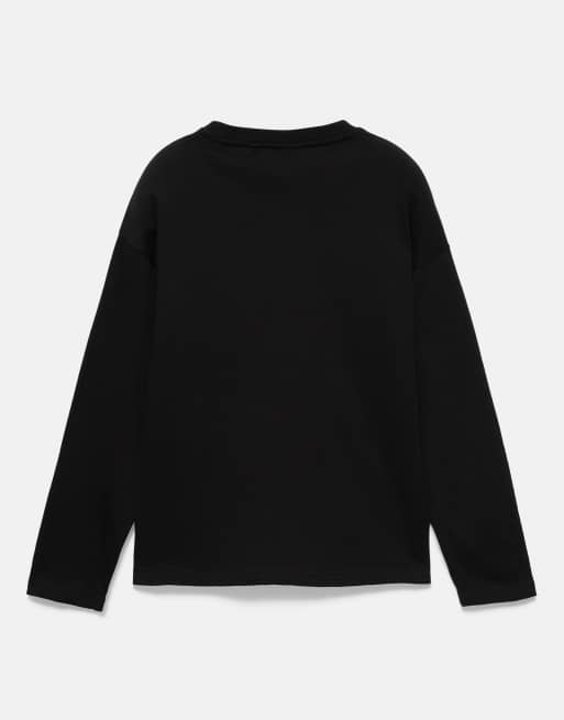 Pull&Bear schweres T-Shirt in Relaxed Fit in Schwarz, 7 von 7