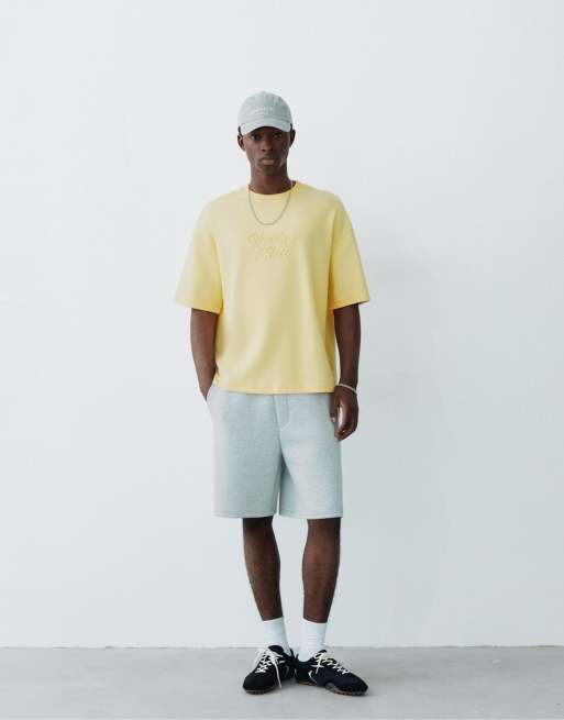 Pull&Bear schweres T-Shirt mit Slogan in Gelb, 4 von 7