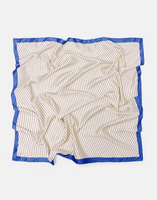 Pull&Bear sciarpa a righe bandana blu, 2 di 5
