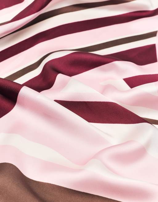 Pull&Bear sciarpa in raso a righe rosa, 4 di 5