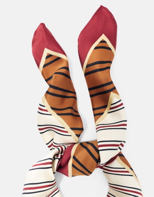 Pull&Bear - Sciarpa in raso arancione a righe, 5 di 5