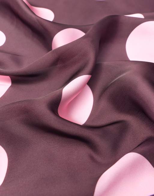 Pull&Bear - Sciarpa in raso rosa a pois, 3 di 4