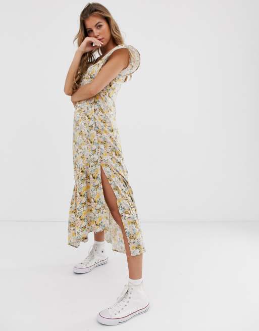 Pull&bear seam detail floral midi in multi | ASOS