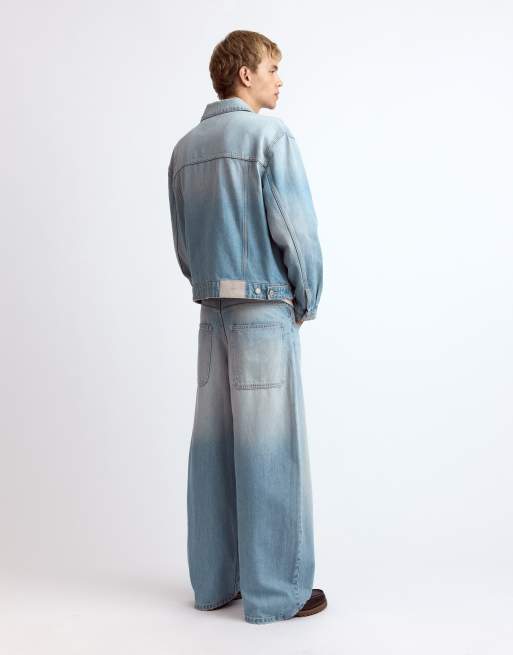 Pull&Bear Seamed barrel jeans in pale indigo, 2 of 7