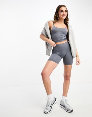 Pull&Bear seamless high waisted legging shorts co-ord in charcoal