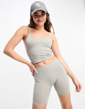 Pull&Bear seamless legging shorts in sand - part of a set