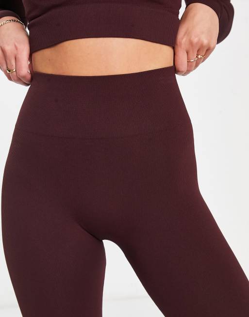 Ribbed Seamless Legging Set | Burgundy