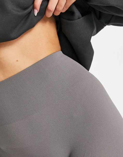 Grey And Charcoal Two Pack Washed Rib Seamless High Waist Gym Leggings