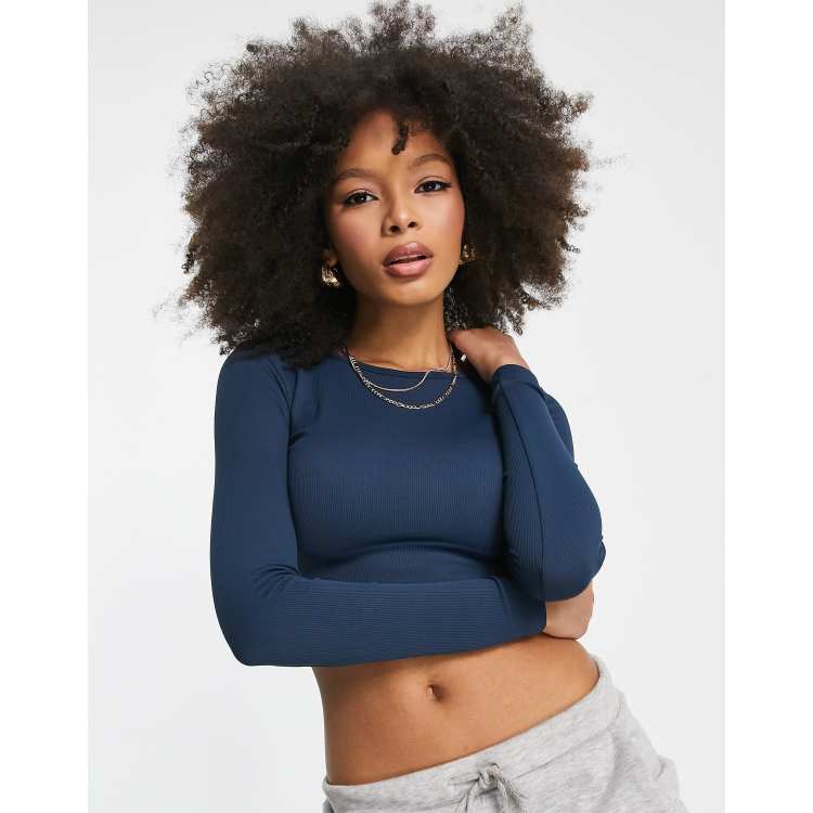 Pull&Bear long sleeve seamless top in black - part of a set