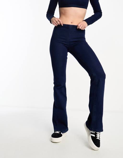 PULL&BEAR HIGH WAIST - Flared Jeans - dark blue denim/dark-blue