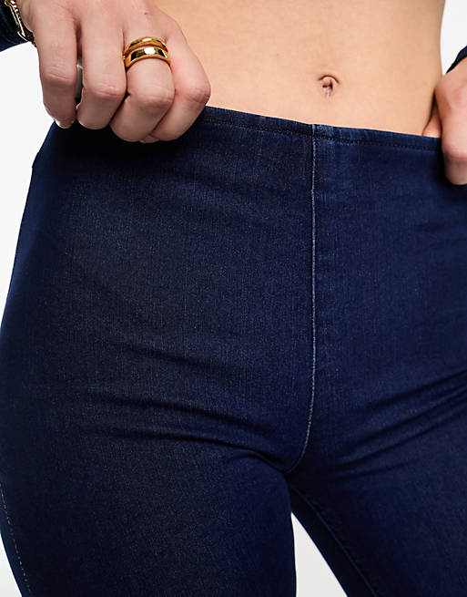 Pull&Bear seamless stretch denim flare jeans in indigo blue - part