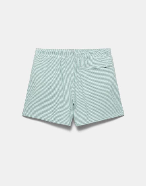 Pull&Bear Seersucker swim shorts in green, 3 of 4