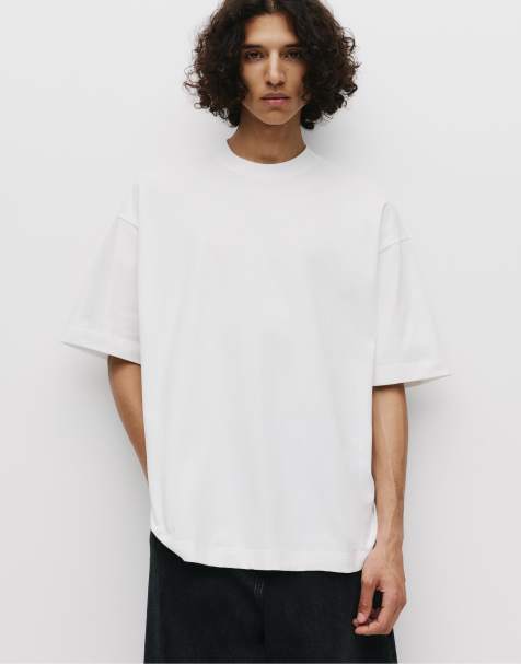 Pull&Bear – Sehr lockeres, kurzärmliges T-Shirt in Weiß - view 1