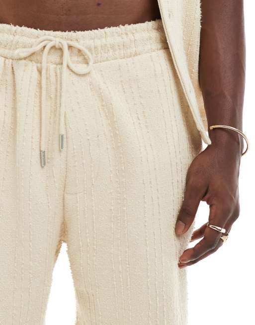 Pull&Bear self stripe textured co-ord short in ecru, 5 of 5