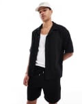 [Pull & Bear] Pull & Bear self stripe textured shirt in black (part of a set) S BLACK