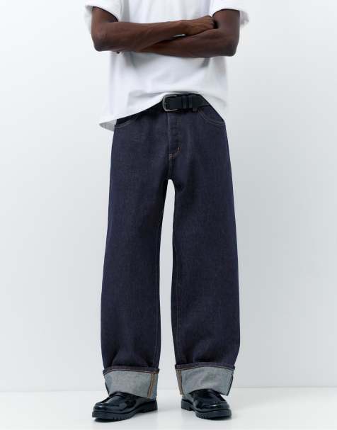 Pull&Bear - selvedge jeans met rechte pijpen in marineblauw - view 1