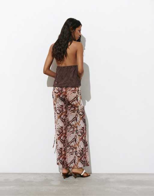 Pull&Bear Sequin halter top in brown, 4 of 4