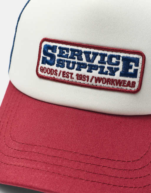 Pull&Bear - Service Supply - Truckerpet in rood, 3 van 4