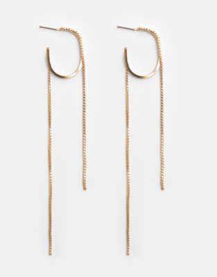 Pull & Bear - Set aus Creolen und Kettenohrringen in Goldoptik-Goldfarben