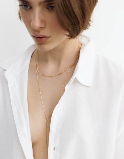 Pull&Bear - Set di collane lariat dorate, 2 di 4