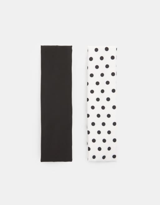 Pull&Bear - Set haarbanden in zwart met stippen