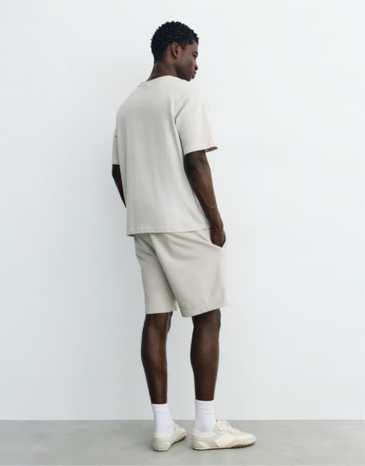 Pull&Bear - Set met basic bermuda short en T-shirt in asgrijs, 2 van 7