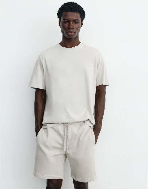 Pull&Bear - Set met basic bermuda short en T-shirt in asgrijs, 3 van 7