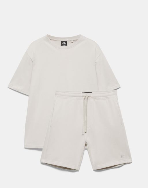 Pull&Bear - Set met basic bermuda short en T-shirt in asgrijs, 5 van 7