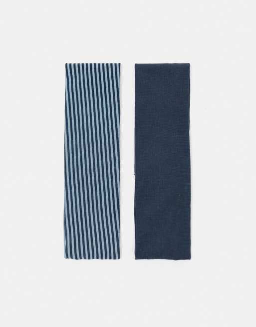 Pull&Bear set van 2 elastische haarbanden in blauw, 2 van 4