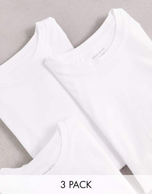 Pull&Bear - Set van 3 regular-fit T-shirts in wit