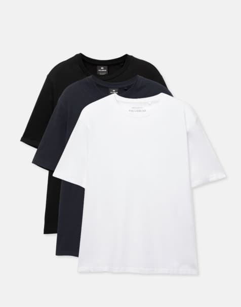 Pull&Bear - Set van 3 T-shirts met korte mouwen in marineblauw - view 1