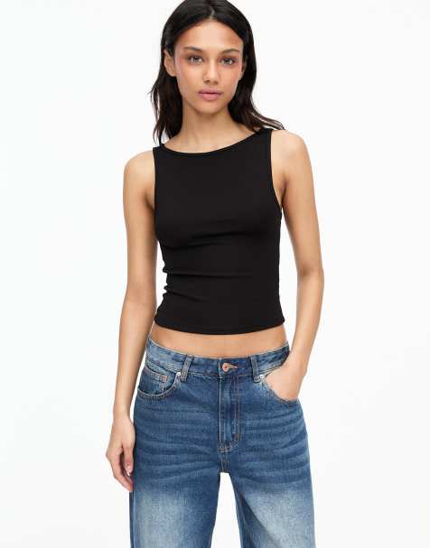 Pull&Bear - Set van 3 tanktops in zwart, grijs en bruin - view 1