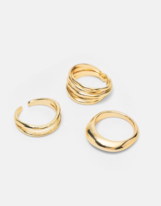 Pull&Bear set van 5 basic ringen in goud, 3 van 4