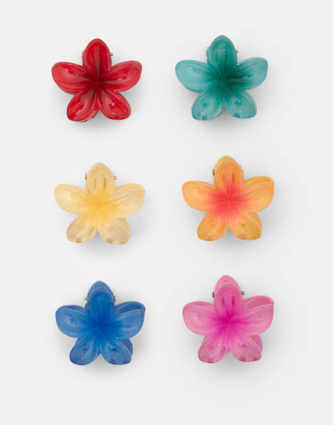 Pull&Bear - Set van haarclips met hibiscusbloemen in roze - view 1