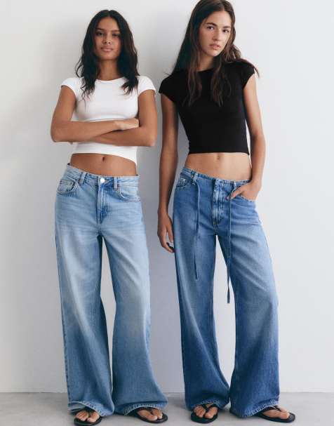 Pull&Bear - Set van T-shirts met wijde mouwen in wit/zwart - view 1