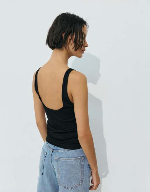 Pull&Bear - Set van tanktops in wit/zwart, 4 van 4