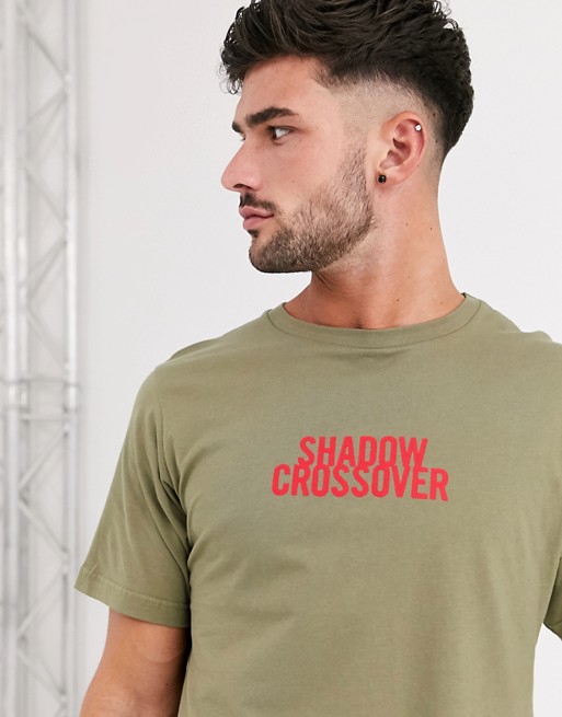 Pull&Bear shadow print t-shirt in khaki