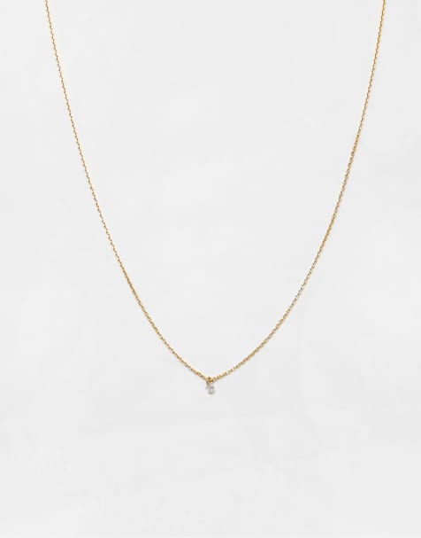 Pull&Bear Shimmery pendant necklace in gold - view 1