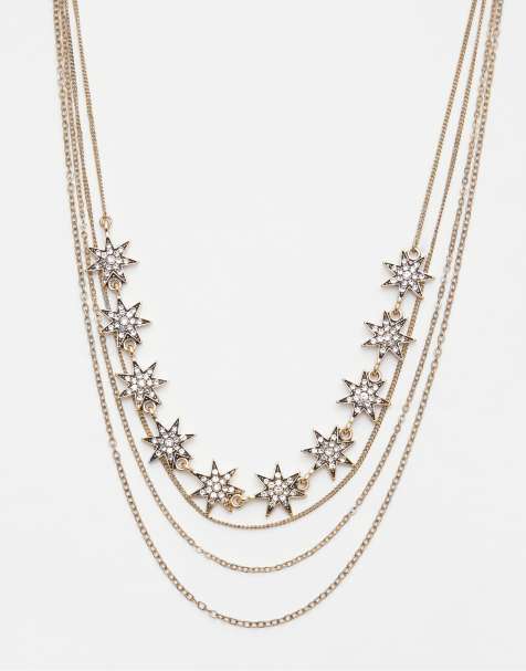 Pull&Bear Shimmery star necklace in gold - view 1