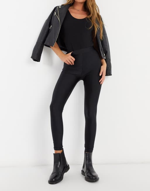 Pull&Bear shiny legging in black