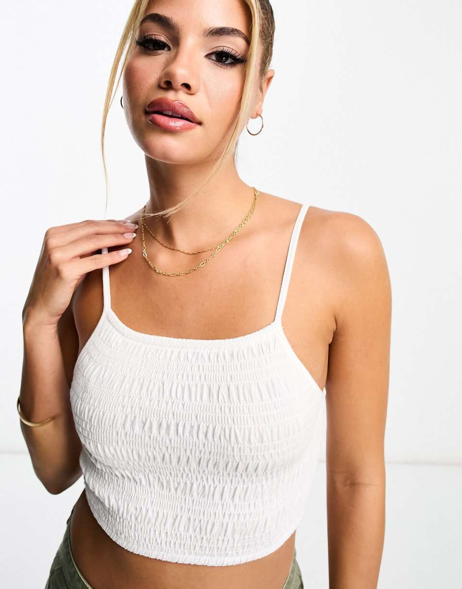 Pull&Bear bandeau corset top in white