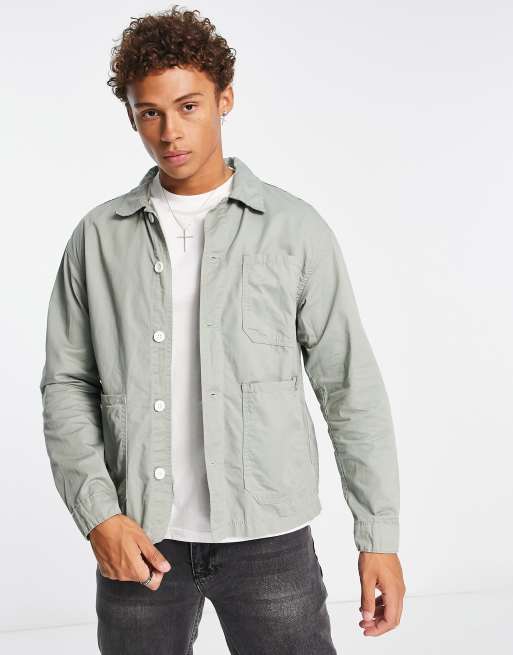 Pull&Bear shirt in relaxed fit in sage green