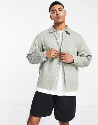 Pull&Bear shirt in relaxed fit in sage green - ASOS Price Checker