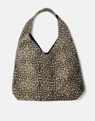 Pull & Bear - Shopper aus Canvas mit Leopardenprint-Bunt