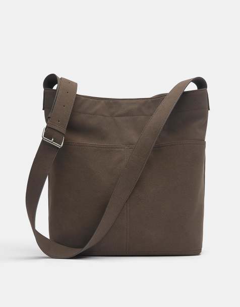 Pull&Bear Shopper bag with pockets in brown - view 1
